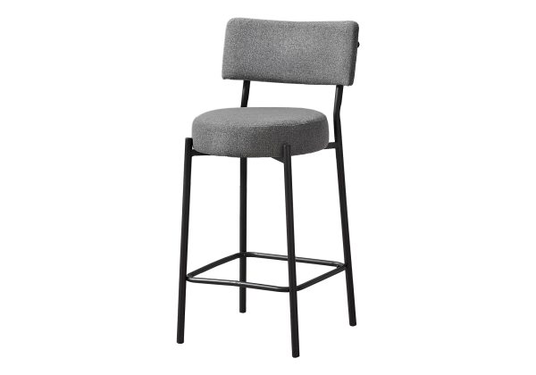 BARSTOOL - 2PCS / 37"H/ GREY / BLACK METAL COUNTER HEIGHT