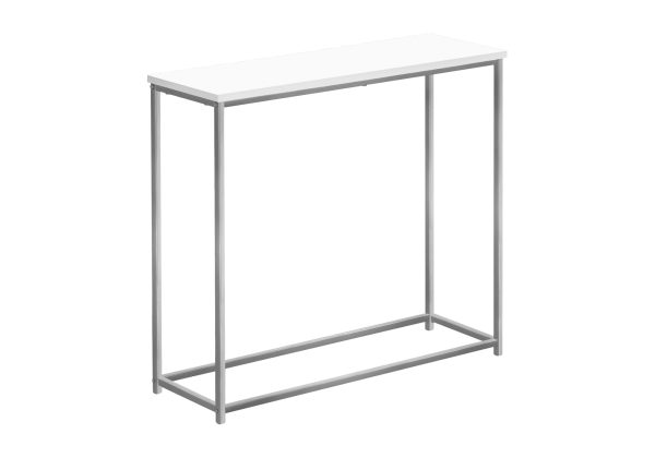 ACCENT TABLE - 32"L / WHITE / SILVER METAL CONSOLE