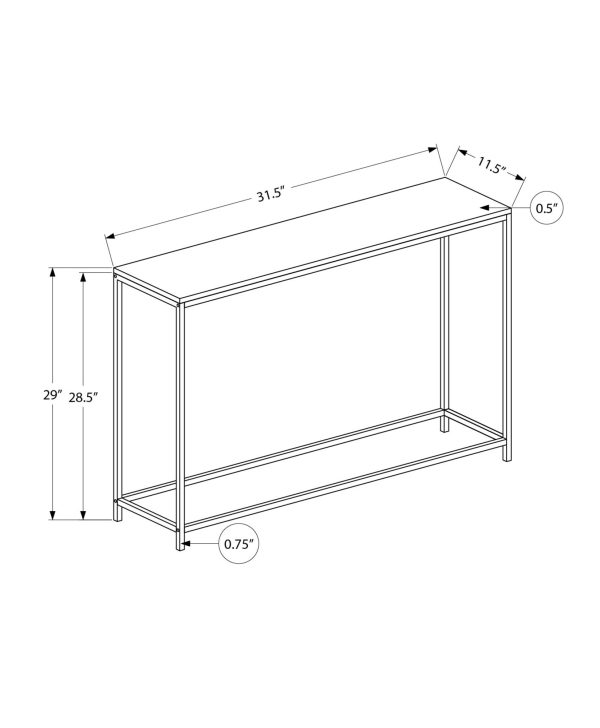 ACCENT TABLE - 32"L / WHITE / SILVER METAL CONSOLE