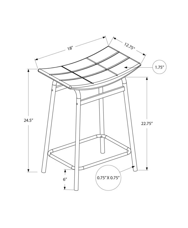 BARSTOOL - 2PCS / BLACK PU / BLACK METAL COUNTER HEIGHT