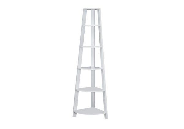 BOOKCASE - 72"H / WHITE CORNER ACCENT ETAGERE