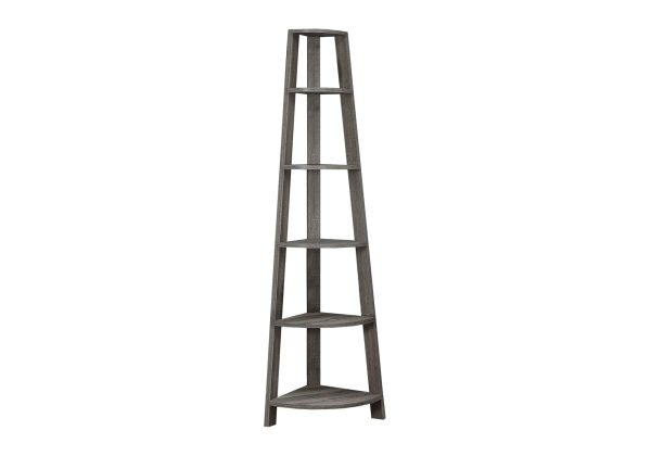 BOOKCASE - 72"H / DARK TAUPE CORNER ACCENT ETAGERE