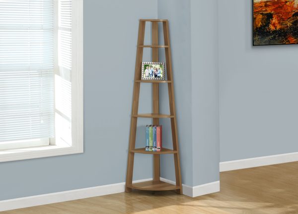 BOOKCASE - 72"H / WALNUT CORNER ETAGERE