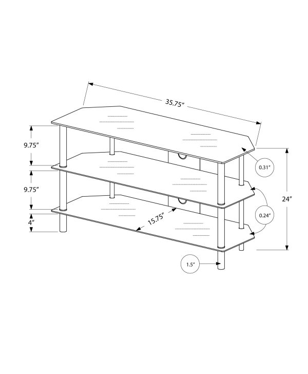 TV STAND - 36"L / BLACK METAL WITH TEMPERED BLACK GLASS
