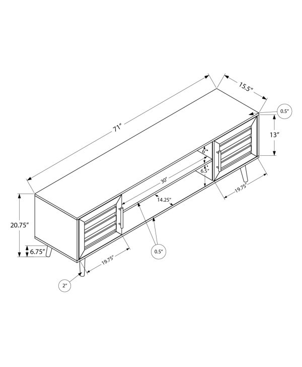 TV STAND - 72"L / BROWN WOOD-LOOK WITH 2 DOORS