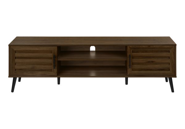 TV STAND - 72"L / BROWN WOOD-LOOK WITH 2 DOORS