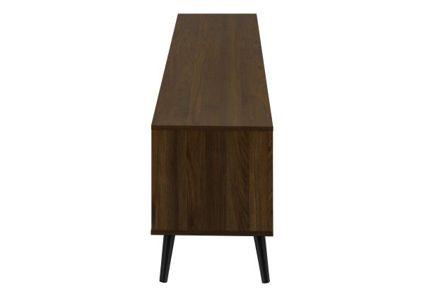 TV STAND - 72"L / BROWN WOOD-LOOK WITH 2 DOORS