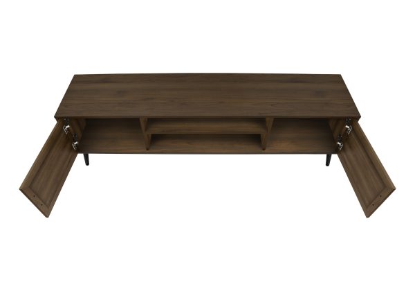 TV STAND - 72"L / BROWN WOOD-LOOK WITH 2 DOORS