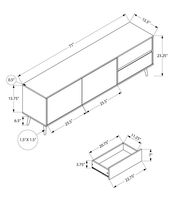 TV STAND - 72"L / WALNUT WITH STORAGE