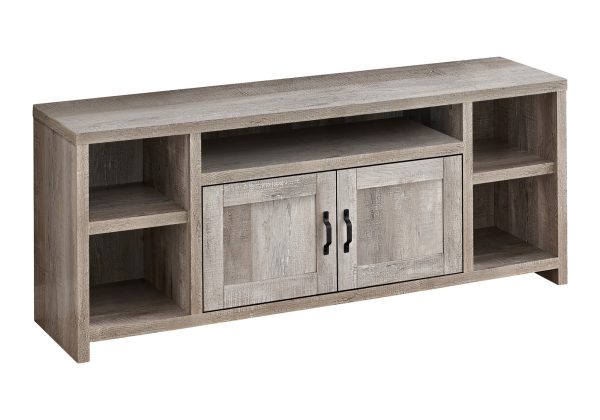 TV STAND - 60"L / TAUPE RECLAIMED WOOD-LOOK