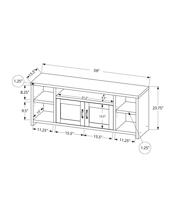 TV STAND - 60"L / TAUPE RECLAIMED WOOD-LOOK