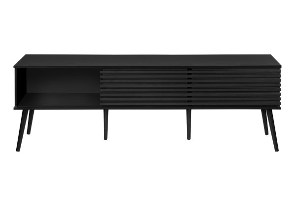 TV STAND - 72"L / BLACK WITH 2 DOORS