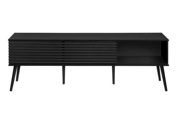 TV STAND - 72"L / BLACK WITH 2 DOORS