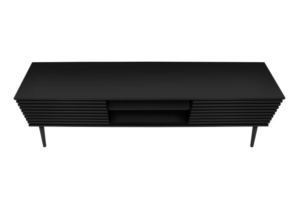 TV STAND - 72"L / BLACK WITH 2 DOORS