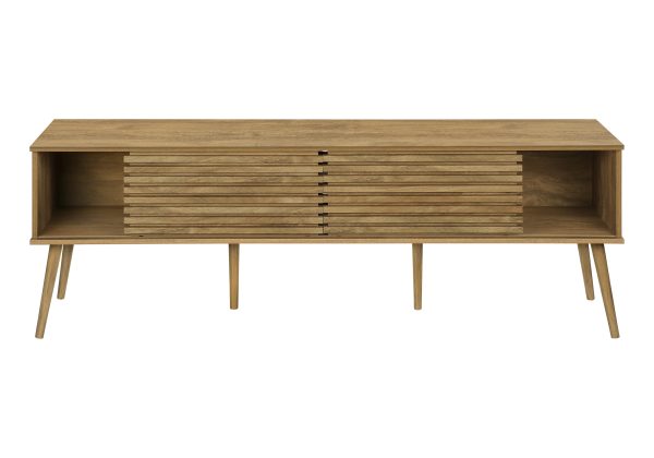 TV STAND - 72"L / WALNUT WITH 2 DOORS