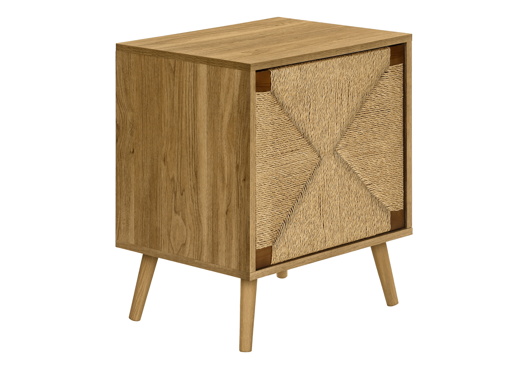 ACCENT TABLE - 23"H / LIGHT WALNUT / SEAGRASS END TABLE