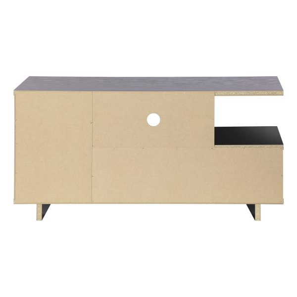TV STAND - 48"L / BLACK / GREY TOP WITH STORAGE