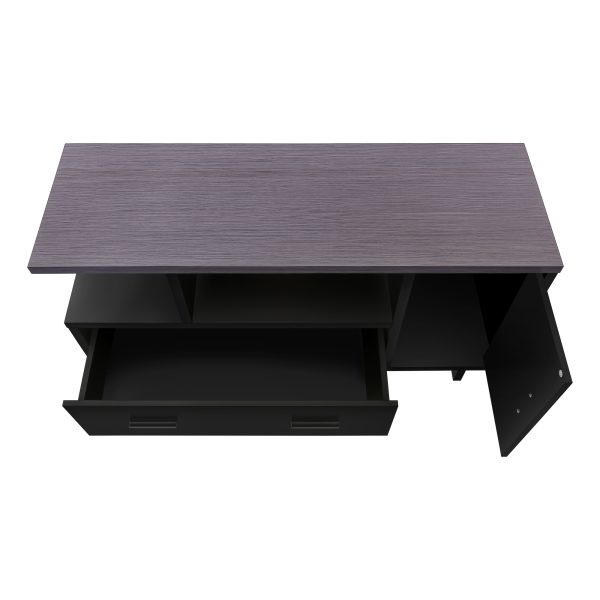 TV STAND - 48"L / BLACK / GREY TOP WITH STORAGE