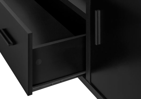 TV STAND - 48"L / BLACK / GREY TOP WITH STORAGE