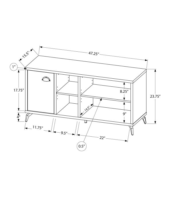 TV STAND - 48"L / WHITE / GREY CEMENT-LOOK TOP