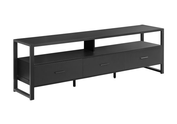 TV STAND - 72"L / BLACK / BLACK METAL