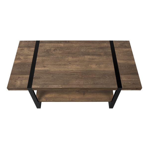 COFFEE TABLE - BROWN RECLAIMED WOOD-LOOK / BLACK METAL