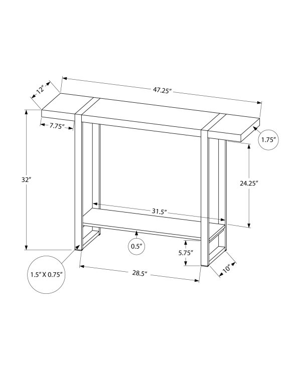 ACCENT TABLE - 48"L / BLACK RECLAIMED WOOD-LOOK / BLACK