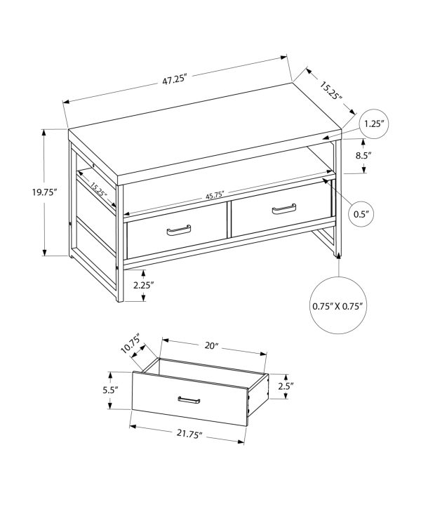 TV STAND - 48"L / BLACK / BLACK METAL