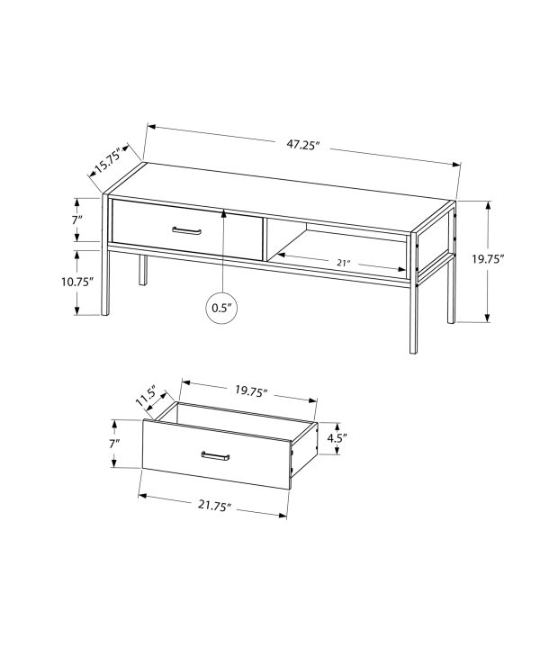 TV STAND - 48"L / BLACK / BLACK METAL