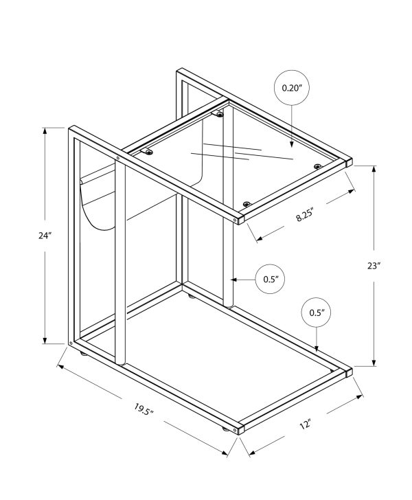 ACCENT TABLE - WHITE / WHITE METAL WITH A MAGAZINE RACK