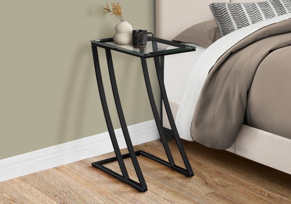 ACCENT TABLE - BLACK METAL WITH TEMPERED GLASS