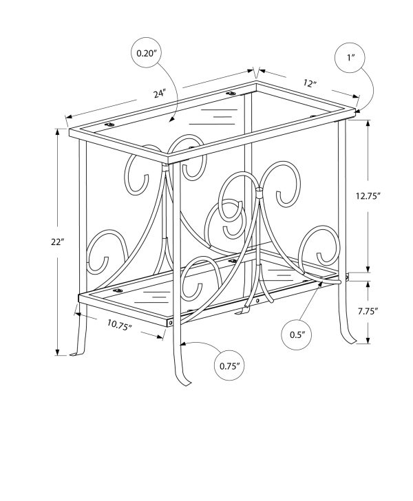 ACCENT TABLE - SILVER METAL WITH TEMPERED GLASS