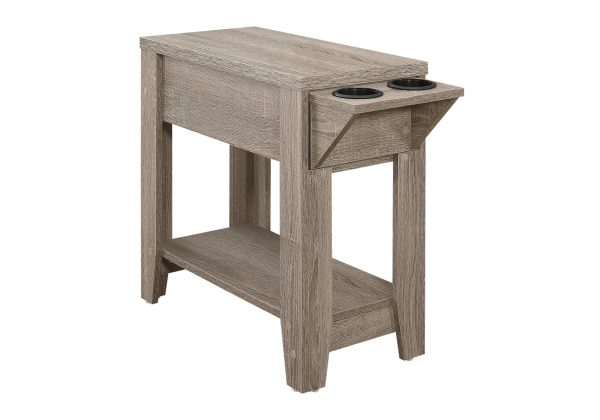 ACCENT TABLE - 23"H / DARK TAUPE WITH A GLASS HOLDER