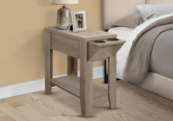 ACCENT TABLE - 23"H / DARK TAUPE WITH A GLASS HOLDER