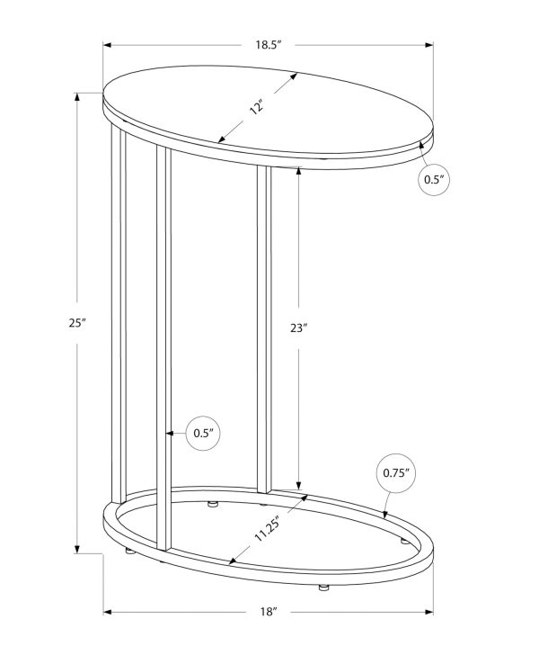 ACCENT TABLE - OVAL / GLOSSY WHITE WITH CHROME METAL