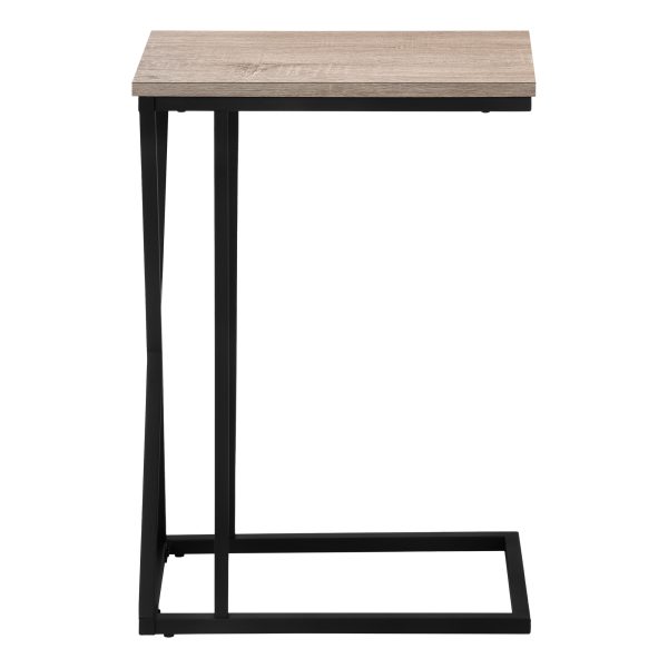 ACCENT TABLE - 25"H / DARK TAUPE / BLACK METAL