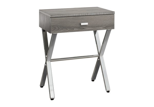 ACCENT TABLE - 24"H / DARK TAUPE / CHROME METAL