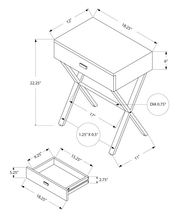 ACCENT TABLE - 24"H / DARK TAUPE / CHROME METAL
