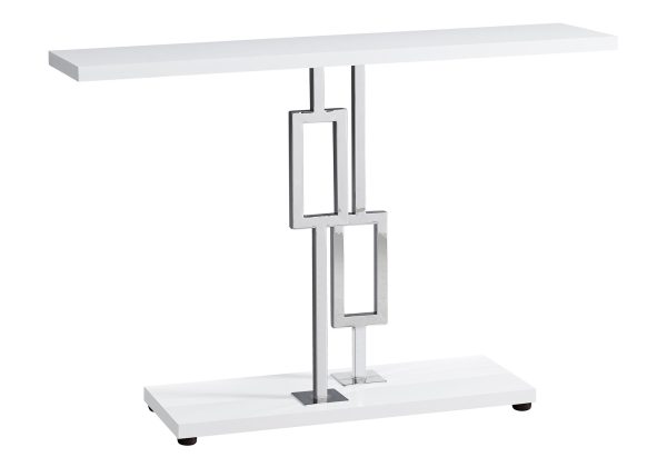 ACCENT TABLE - 48"L / GLOSSY WHITE / CHROME METAL