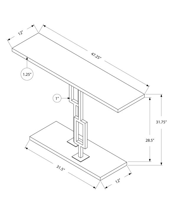 ACCENT TABLE - 48"L / GLOSSY WHITE / CHROME METAL