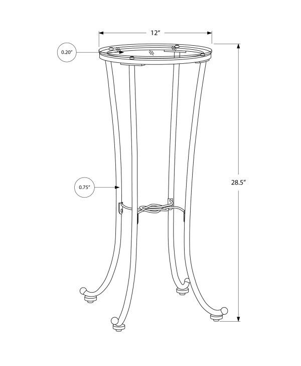ACCENT TABLE - HAMMERED BLACK METAL WITH TEMPERED GLASS