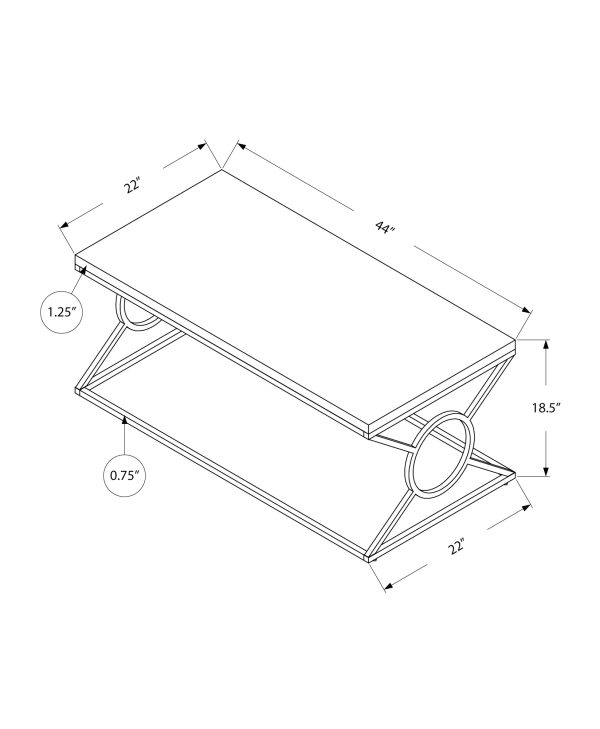 COFFEE TABLE - GLOSSY WHITE WITH CHROME METAL