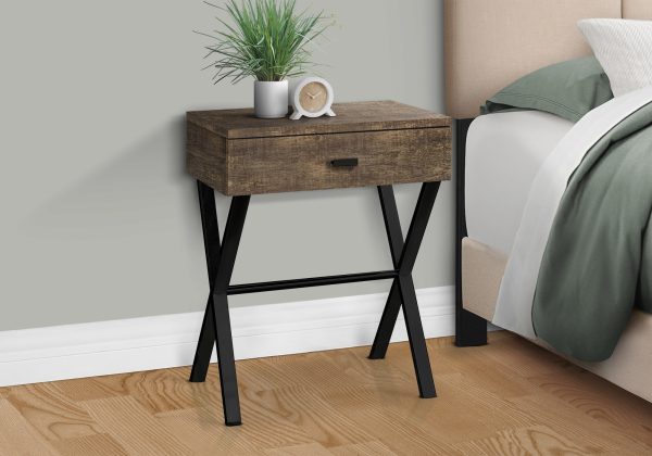 ACCENT TABLE - 24"H / BROWN RECLAIMED WOOD / BLACK METAL