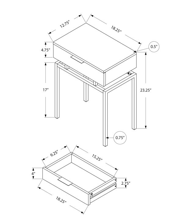 ACCENT TABLE - 24"H / DARK TAUPE / CHROME METAL