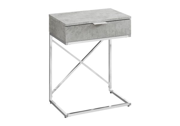 ACCENT TABLE - 24"H / GREY CEMENT / CHROME METAL