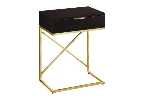 ACCENT TABLE - 24"H / ESPRESSO / GOLD METAL