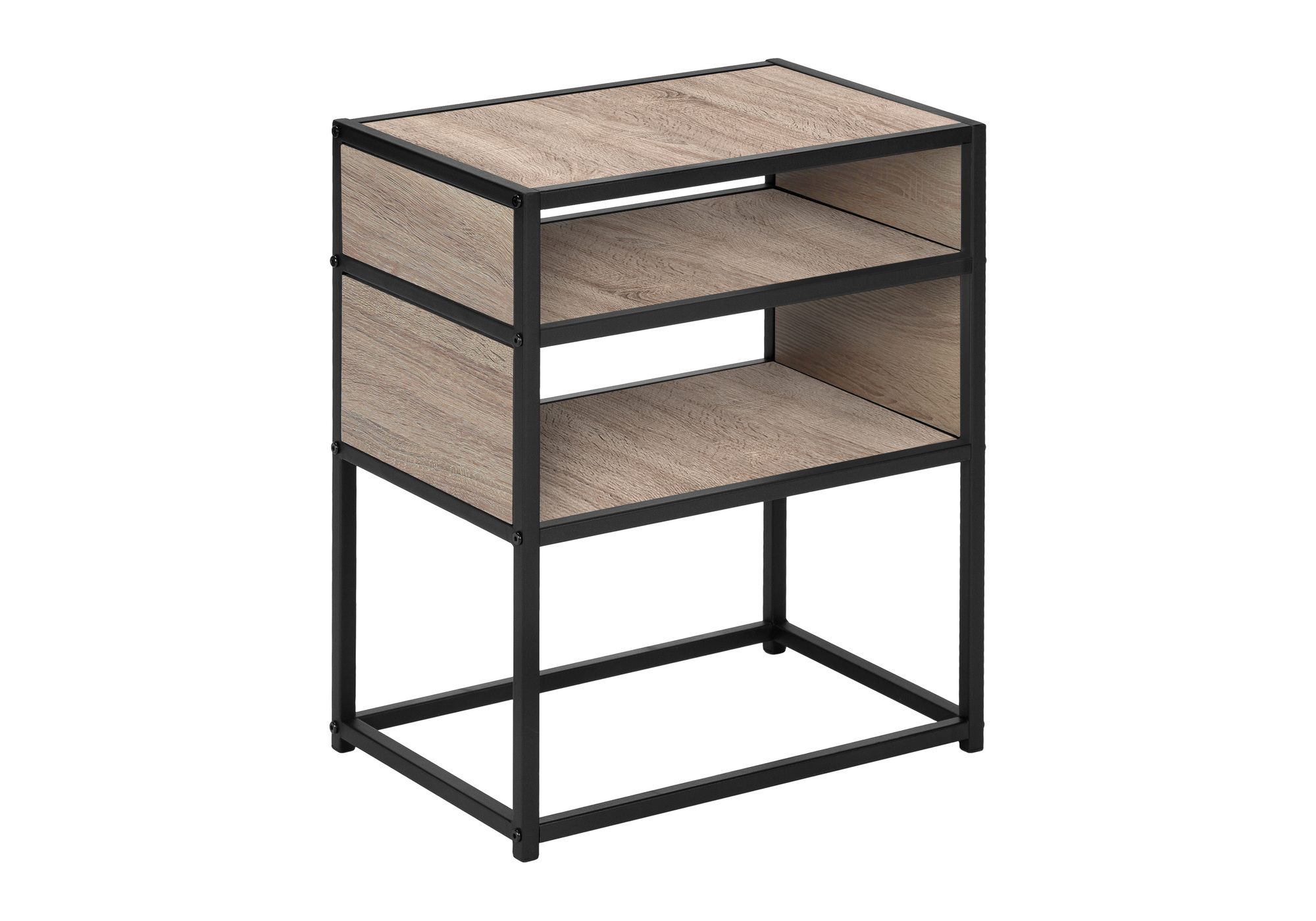 ACCENT TABLE - 22"H / DARK TAUPE / BLACK METAL