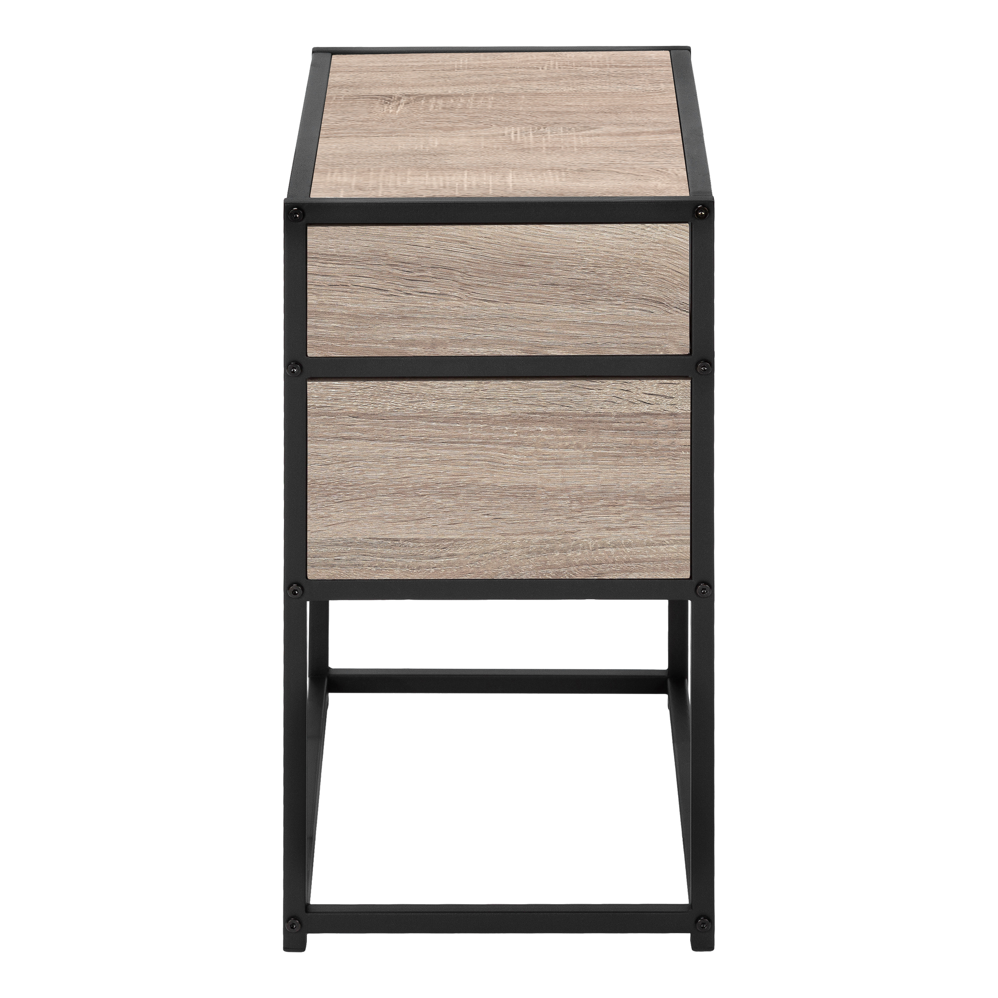 ACCENT TABLE - 22"H / DARK TAUPE / BLACK METAL