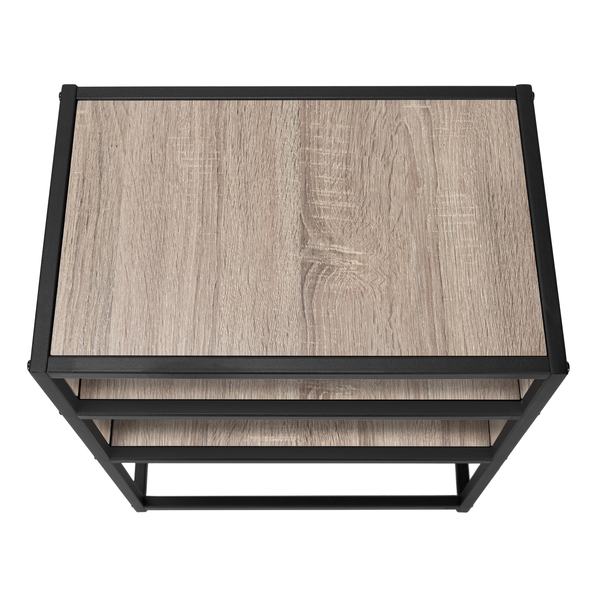 ACCENT TABLE - 22"H / DARK TAUPE / BLACK METAL