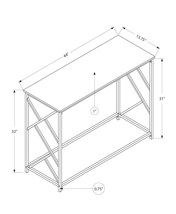ACCENT TABLE - 44"L / GREY / BLACK METAL HALL CONSOLE